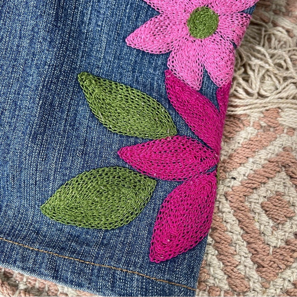 Vintage Lilly Pulitzer Y2K Funky Floral Embroidered Straight Jeans Size 6 - Picture 16 of 16